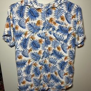 Jack & Jones Blue and Orange Leaf Print Shirt